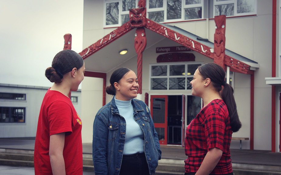 Girls outside marae